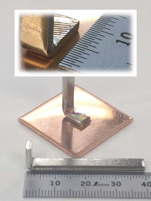 2mm厚の銅端子を銅板上へ接合